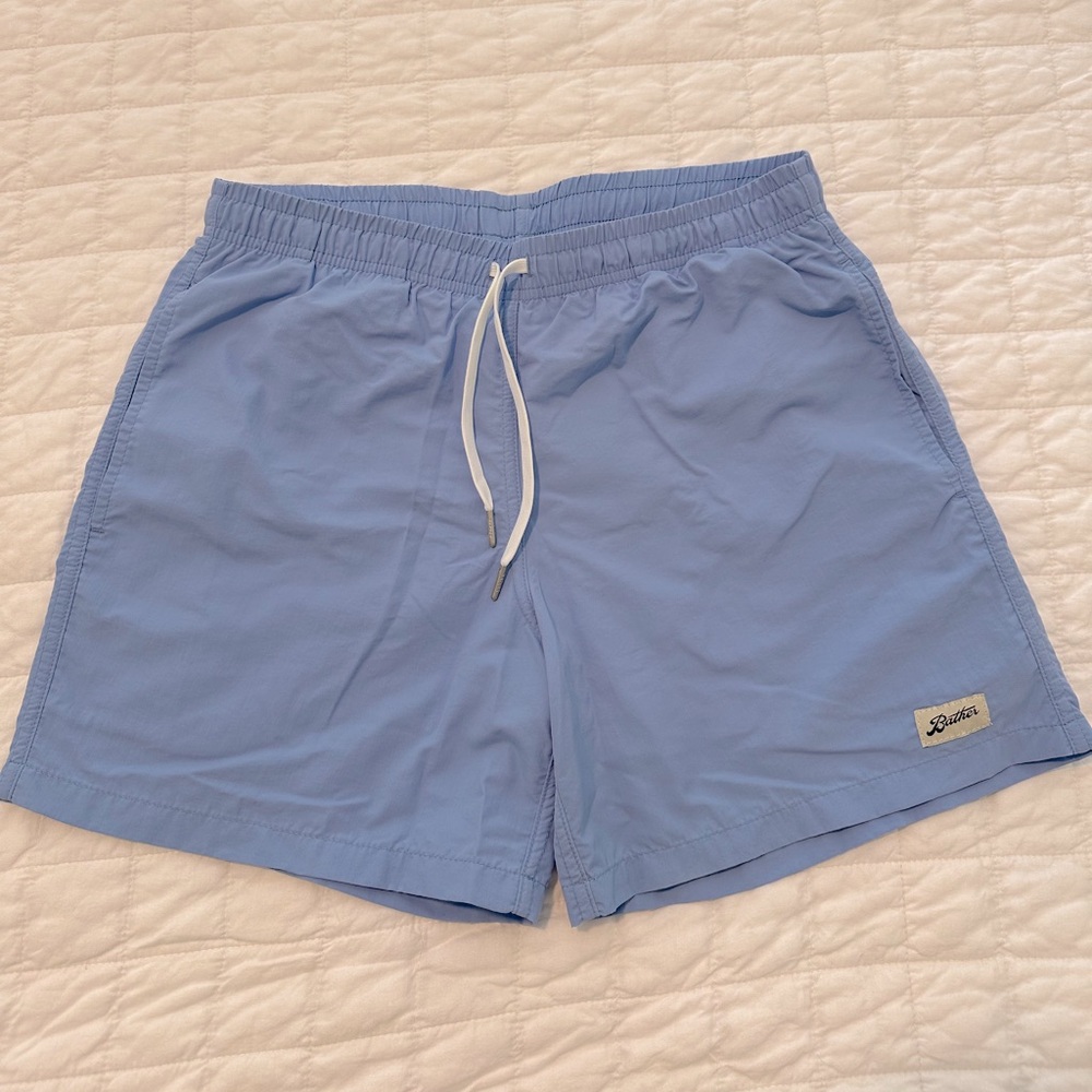 Bather Trunk Co. blue swim trunks